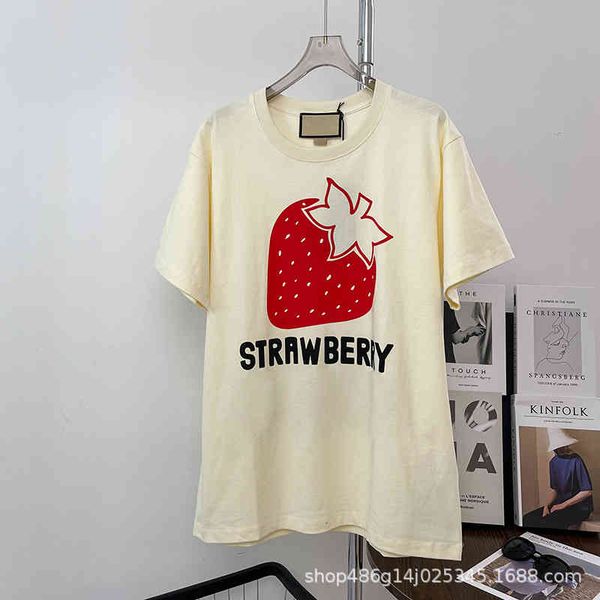 women's t-shirt g family's strawberry alphabet printing pattern short sleeve round neck loose casual versatile men's and wome, White
women's t-shirt g family's strawberry alphabet printing pattern short sleeve round neck loose casual versatile men's and wome, White