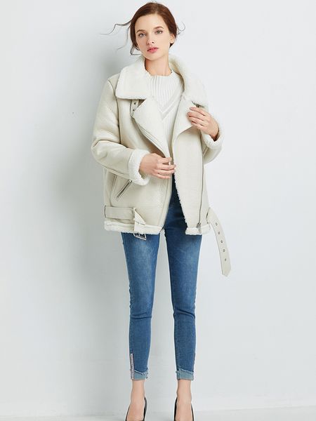 warm winter of the lamb. female leather jacket. thick white punk zipper. loose faux coat. djg7, Black
warm winter of the lamb. female leather jacket. thick white punk zipper. loose faux coat. djg7, Black