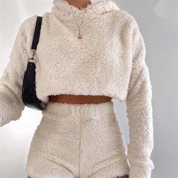 women's tracksuits womens 2 pcs sets fluffy suits velvet plush hooded sleepwear shorts crop female tracksuit casual sports set over, Gray
women's tracksuits womens 2 pcs sets fluffy suits velvet plush hooded sleepwear shorts crop female tracksuit casual sports set over, Gray