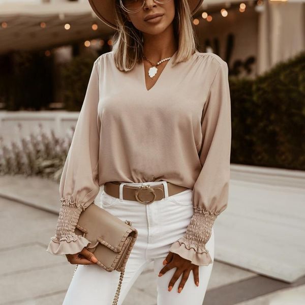 women's blouses & shirts ladies lantern sleeve blouse women autumn winter pullover v neck office work solid vintage d30, White
women's blouses & shirts ladies lantern sleeve blouse women autumn winter pullover v neck office work solid vintage d30, White