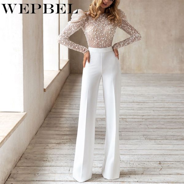 women sequins playsuit casual lady elegant mesh hollow out jumpsuit long puff sleeve o neck romper trouser overalls q1210, White
women sequins playsuit casual lady elegant mesh hollow out jumpsuit long puff sleeve o neck romper trouser overalls q1210, White