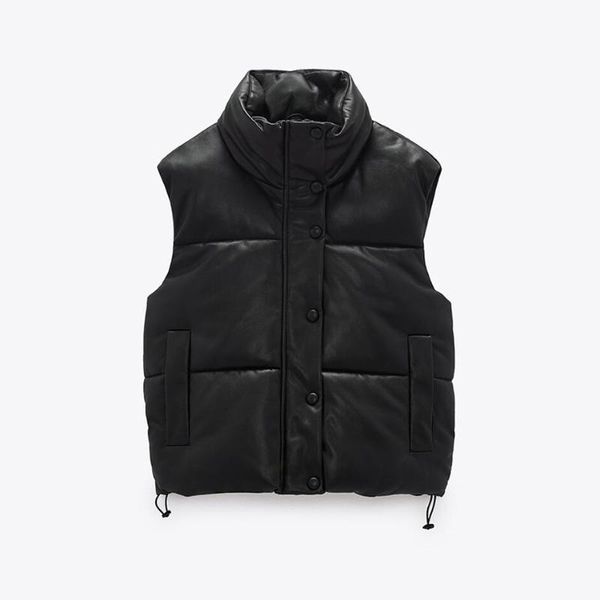 2021 autumn winter women pu leather waistcoat cotton cropped padded vest vintage sleeveless female outerwear streetwear, Black;white
2021 autumn winter women pu leather waistcoat cotton cropped padded vest vintage sleeveless female outerwear streetwear, Black;white