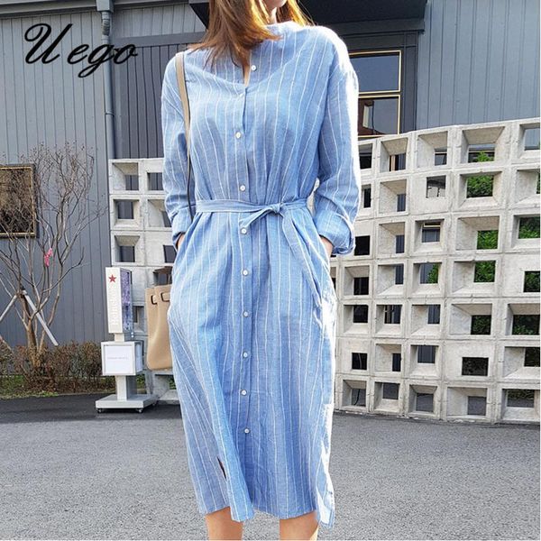 casual dresses uego korea design lazy loose cozy striped blouse dress cotton linen shirts autumn spring sashes slim women, Black;gray
casual dresses uego korea design lazy loose cozy striped blouse dress cotton linen shirts autumn spring sashes slim women, Black;gray