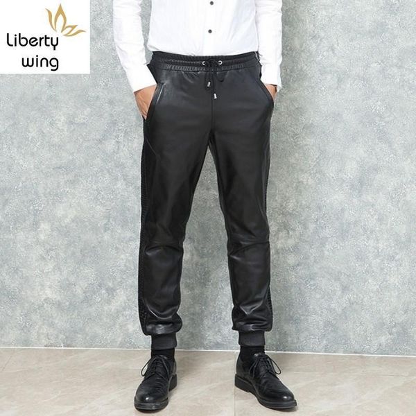new man loose fit harem genuine drawstring elastic waist joggers trousers black sheepskin leather pants men1
new man loose fit harem genuine drawstring elastic waist joggers trousers black sheepskin leather pants men1