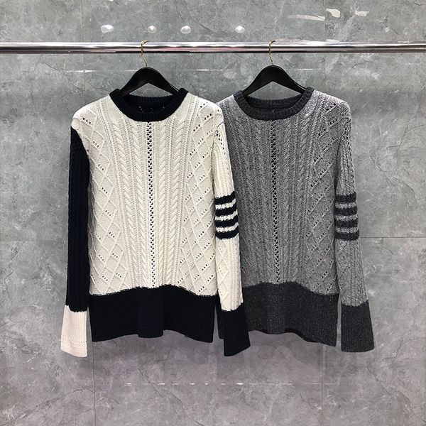contrast color men's knitted sweater fun-mixing wool crocheted tweed jessy classic 4-bar stripe women's blouse winter luxury brand, White;black
contrast color men's knitted sweater fun-mixing wool crocheted tweed jessy classic 4-bar stripe women's blouse winter luxury brand, White;black