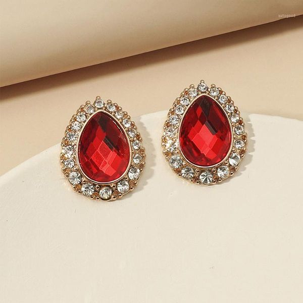 stud vintage red water drop shaped crystal earrings for women geometric jewelry wedding party gift pendientes mujer moda1, Golden;silver 
stud vintage red water drop shaped crystal earrings for women geometric jewelry wedding party gift pendientes mujer moda1, Golden;silver