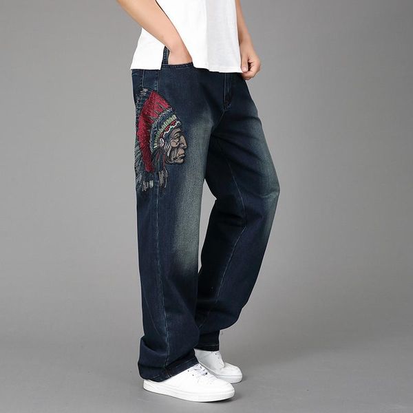 hip hop loose pants straight-cut printed jeans large size men's plus-sized large size long pants, Blue
hip hop loose pants straight-cut printed jeans large size men's plus-sized large size long pants, Blue