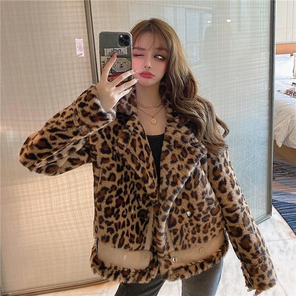 women's fur & faux lucyever fashion leopard coat winter women 2021 brown turn-down collar furry jackets vintage loose plush coats mujer, Black
women's fur & faux lucyever fashion leopard coat winter women 2021 brown turn-down collar furry jackets vintage loose plush coats mujer, Black