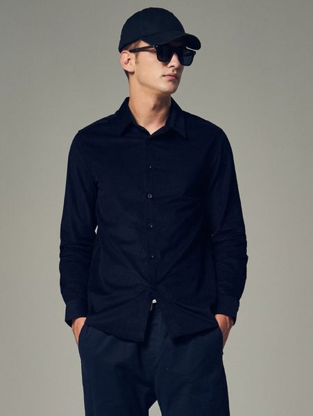 men solid button front shirt u9ho#, White;black
men solid button front shirt u9ho#, White;black