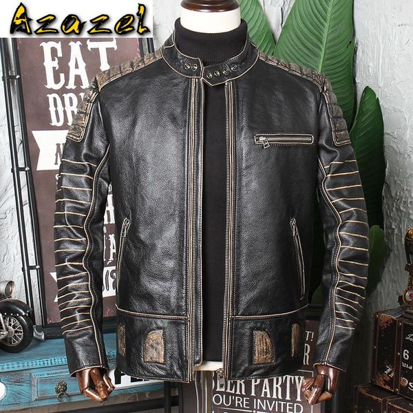 distressed cow leather jacket and coats for men automotive slim fit old fashion khaki mens cowhide jackets 5xl, Black
distressed cow leather jacket and coats for men automotive slim fit old fashion khaki mens cowhide jackets 5xl, Black