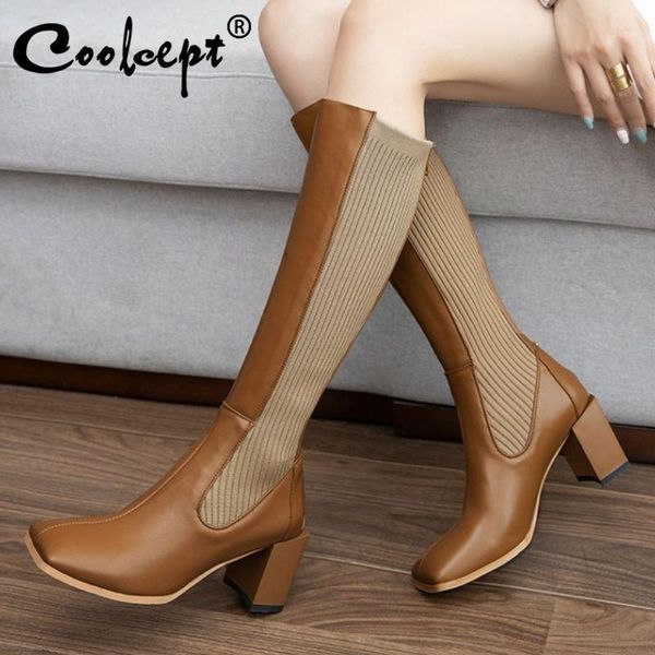 boots coolcept real leather women knee warm fashion high heel winter shoe woman elastic square toe long boot footwear size 33-401, Black
boots coolcept real leather women knee warm fashion high heel winter shoe woman elastic square toe long boot footwear size 33-401, Black