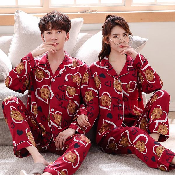 couple 2pcs pajamas set spring full sleeve shirt&pant sleepwear cute cartoon dog print home wear big size rayon nightwear -3xl, Black;brown
couple 2pcs pajamas set spring full sleeve shirt&pant sleepwear cute cartoon dog print home wear big size rayon nightwear -3xl, Black;brown