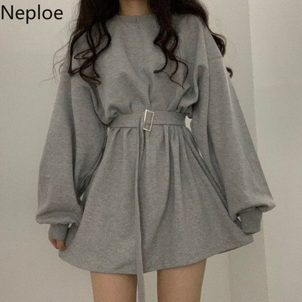 neploe korean ins o neck pullover solid hoodies dress slim waist with belt korean casual vestido loose soft spring ropa 49084 y0118, Black;gray
neploe korean ins o neck pullover solid hoodies dress slim waist with belt korean casual vestido loose soft spring ropa 49084 y0118, Black;gray