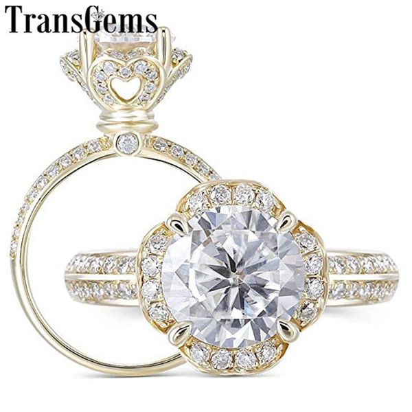 transgems luxury flower shaped 14k yellow gold 2ct 8mm f color moissanite engagement ring for women wedding gift with accents y200620, Slivery;golden
transgems luxury flower shaped 14k yellow gold 2ct 8mm f color moissanite engagement ring for women wedding gift with accents y200620, Slivery;golden