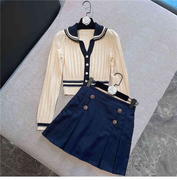 two piece dress high street est designer runway suit set women's knit high waist pleated skirt hquc, White
two piece dress high street est designer runway suit set women's knit high waist pleated skirt hquc, White