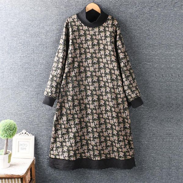 2020 new winter women's japanese small fresh high neck cotton and linen printing plus velvet dress loose thick dress, Black;gray
2020 new winter women's japanese small fresh high neck cotton and linen printing plus velvet dress loose thick dress, Black;gray