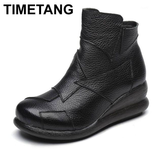 timetang new vintage ankle boots genuine leather boots for women folk style mother handmade winter warm platform shoese3201, Black
timetang new vintage ankle boots genuine leather boots for women folk style mother handmade winter warm platform shoese3201, Black