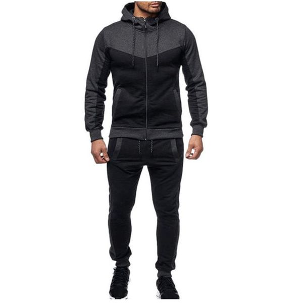 and leisure men's color matching sports hooded long sleeve two piece new fitness running suit, Gray
and leisure men's color matching sports hooded long sleeve two piece new fitness running suit, Gray