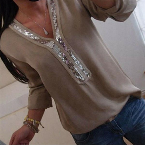 plus size women sequin v neck long sleeve blouses summer women clothes casual loose blouse shirts, White
plus size women sequin v neck long sleeve blouses summer women clothes casual loose blouse shirts, White