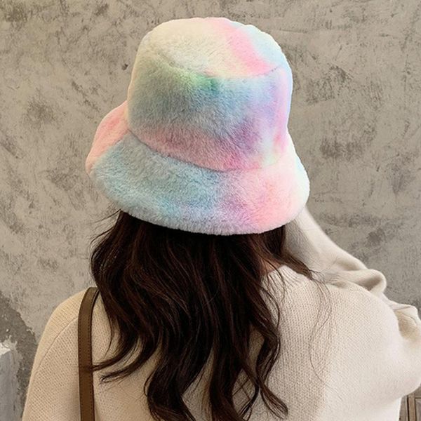 wide brim hats fashion cotton plush autumn winter tie dye bucket hat hip hop flat fisherman cap women outdoor faux fur panama warm basin, Blue;gray 
wide brim hats fashion cotton plush autumn winter tie dye bucket hat hip hop flat fisherman cap women outdoor faux fur panama warm basin, Blue;gray