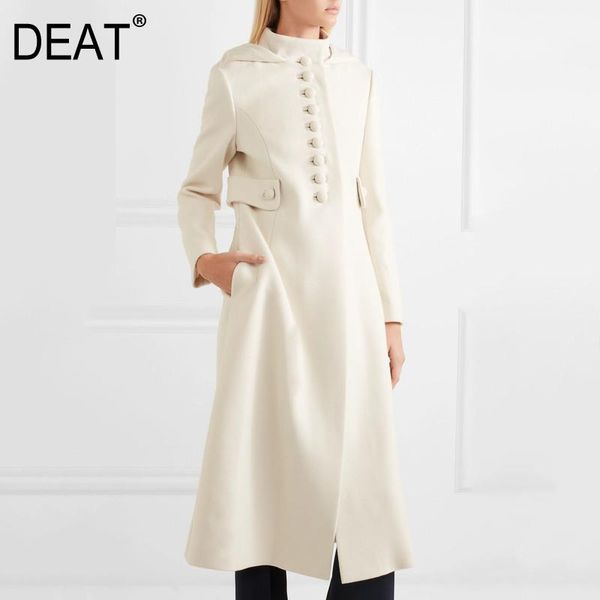 women's wool & blends deat white hooded collar single-breasted thick office lady style winter and autumn woolen coat for women fashion, Black
women's wool & blends deat white hooded collar single-breasted thick office lady style winter and autumn woolen coat for women fashion, Black