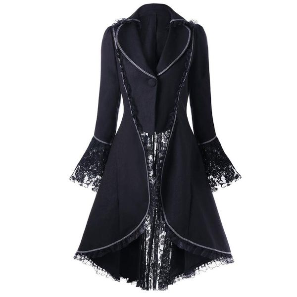 women's trench coats nice women spring autumn outerwear lace panel lace-up high low winter fashion casual long, Tan;black