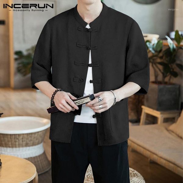 vintage casual shirt men half sleeve solid color streetwear stand collar chinese style shirts button tang suit mens 2020 incerun1, White;black
vintage casual shirt men half sleeve solid color streetwear stand collar chinese style shirts button tang suit mens 2020 incerun1, White;black