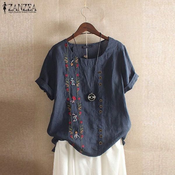 plus size women's embroidery blouse zanzea elegant linen tunic female o neck shirt summer short sleeve blusa mujer 7 y200622, White
plus size women's embroidery blouse zanzea elegant linen tunic female o neck shirt summer short sleeve blusa mujer 7 y200622, White