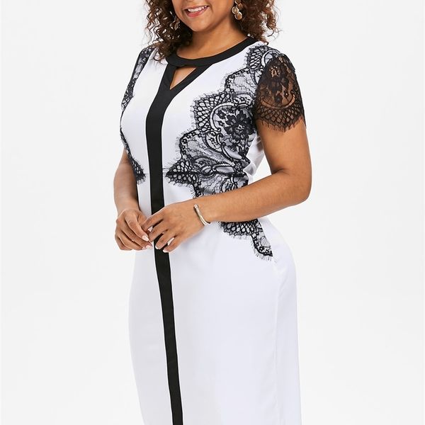 wipalo plus 5xl keyhole neck lace insert bodycon women summer party elegant ol dress big size vestidos y200418, Black;gray
wipalo plus 5xl keyhole neck lace insert bodycon women summer party elegant ol dress big size vestidos y200418, Black;gray