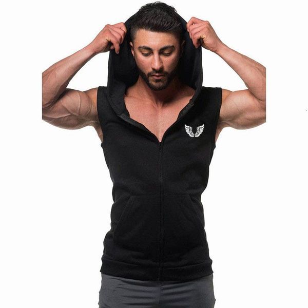 men's hooded running jacket sleeveless solid color cardigan sweatshirt hoody gyms sport vest running, Black;white
men's hooded running jacket sleeveless solid color cardigan sweatshirt hoody gyms sport vest running, Black;white