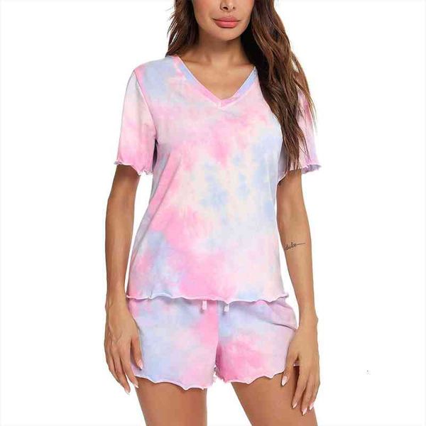 plus size female sleepwear summer tie dyed pajama sets women loungwear casual v-neck short sleeve t-shirt shorts womans sets, Black;red
plus size female sleepwear summer tie dyed pajama sets women loungwear casual v-neck short sleeve t-shirt shorts womans sets, Black;red