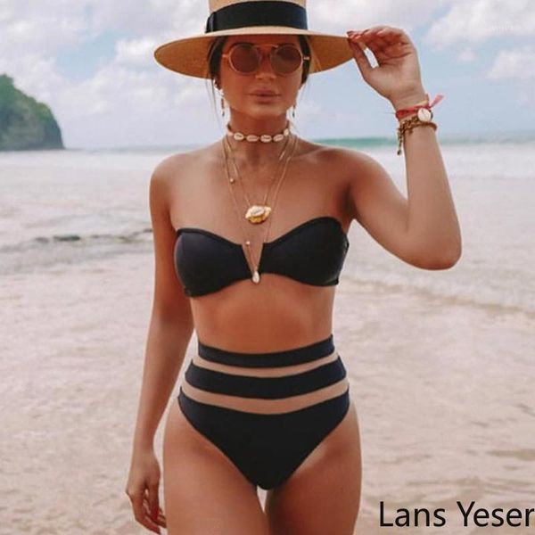 women's swimwear high waist bikini 2021 women swimsuit female brazilian push up set bandeau biquini bathing suit women1, White;black
women's swimwear high waist bikini 2021 women swimsuit female brazilian push up set bandeau biquini bathing suit women1, White;black