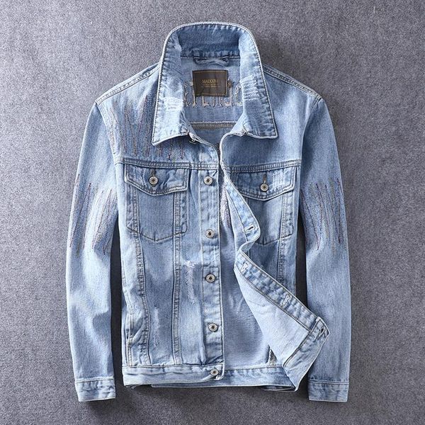 fashion streetwear men jacket blue color punk style biker jackets casual coats embroidery designer hip hop denim jackets men, Black;brown
fashion streetwear men jacket blue color punk style biker jackets casual coats embroidery designer hip hop denim jackets men, Black;brown
