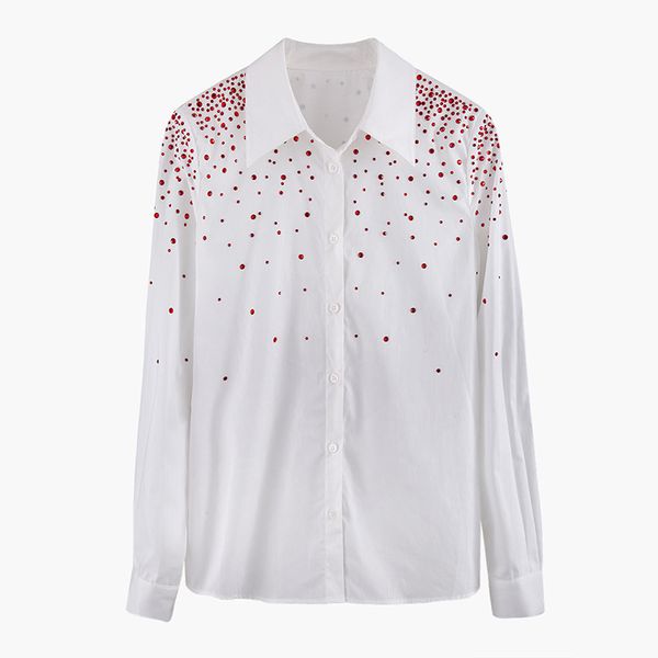 2020 new sizes collision heavy perforation single breasted female sleeve shirt fine s1021 joker pure color 3af8, White
2020 new sizes collision heavy perforation single breasted female sleeve shirt fine s1021 joker pure color 3af8, White