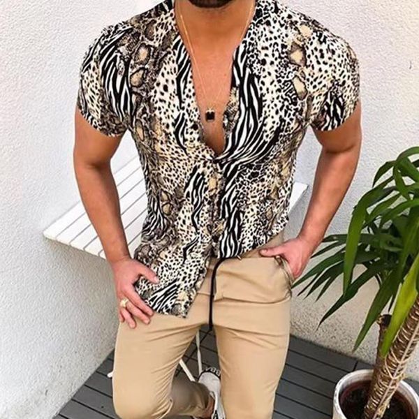 2020 summer short sleeve leopard print shirt men lapel neck loose button up blouse breathable streetwear shirts camisas, White;black
2020 summer short sleeve leopard print shirt men lapel neck loose button up blouse breathable streetwear shirts camisas, White;black