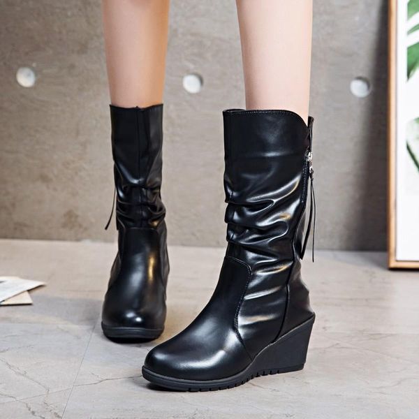 boots fashion tube gothic women's pleated mid-calf for women wedges wedge short shoes spring 2021, Black
boots fashion tube gothic women's pleated mid-calf for women wedges wedge short shoes spring 2021, Black