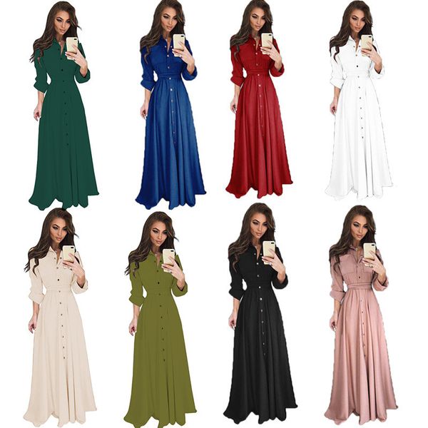 slim fitting long sleeve button up waist lace up dress 8 colors 8 size, White
slim fitting long sleeve button up waist lace up dress 8 colors 8 size, White
