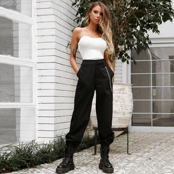summer thin plus size women high waist cargo pants women loose solid black khaki white trousers pockets elastic waist bottoms, Black;white
summer thin plus size women high waist cargo pants women loose solid black khaki white trousers pockets elastic waist bottoms, Black;white