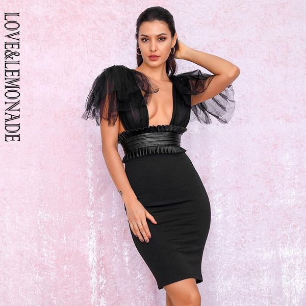 casual dresses love&lemonade black bandage v-neck mesh and pu decoration bodycon party dress lm81919, Black;gray
casual dresses love&lemonade black bandage v-neck mesh and pu decoration bodycon party dress lm81919, Black;gray