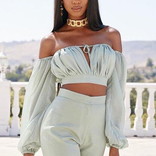 women's blouses & shirts off shoulder lace up solid crop puff sleeve backless female pleated blouse 2021 summer lady streetwear, White
women's blouses & shirts off shoulder lace up solid crop puff sleeve backless female pleated blouse 2021 summer lady streetwear, White
