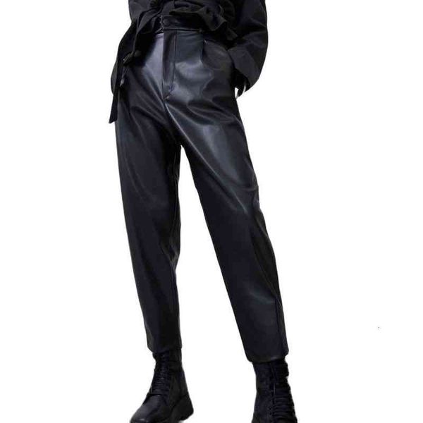 fashion autumn winter women high waist black faux leather pants lady pu loose pencil trousers elegant pocket streetwear, Black;white
fashion autumn winter women high waist black faux leather pants lady pu loose pencil trousers elegant pocket streetwear, Black;white