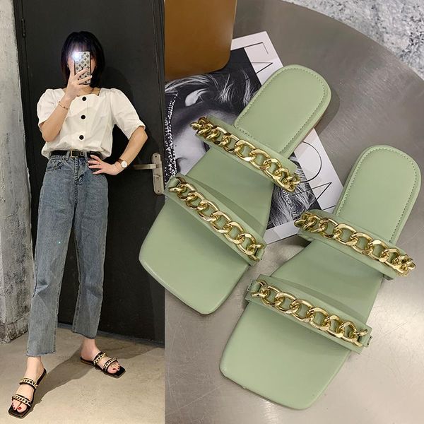 slippers 2021 summer women's flat sandals fashion chain open toe outdoor solid color casual shoes plus size 40, Black
slippers 2021 summer women's flat sandals fashion chain open toe outdoor solid color casual shoes plus size 40, Black
