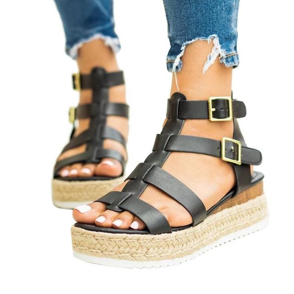 dress shoes summer women gladiator wedges sandals beach open toe platform espadrille ladies roman buckle strap zapatos mujer, Black
dress shoes summer women gladiator wedges sandals beach open toe platform espadrille ladies roman buckle strap zapatos mujer, Black