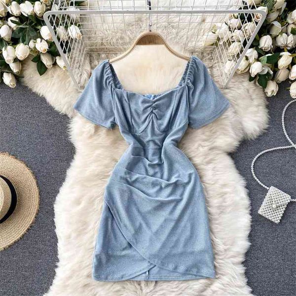 women summer dress fashion square collar short sleeve shinning folds cross irregular mini club night out vestidos 210603, Black;gray
women summer dress fashion square collar short sleeve shinning folds cross irregular mini club night out vestidos 210603, Black;gray