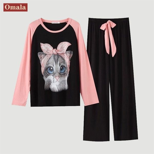 spring pajama set for women cartoon cat printed long sleeve o-neck korean style comfortable leisure sleepwear soft sweet pajamas 211007, Black;red
spring pajama set for women cartoon cat printed long sleeve o-neck korean style comfortable leisure sleepwear soft sweet pajamas 211007, Black;red