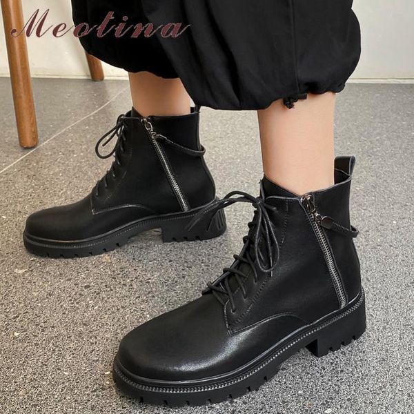 boots meotina genuine leather motorcycle shoes women thick med heel chain platform zipper round toe autumn winter 42, Black
boots meotina genuine leather motorcycle shoes women thick med heel chain platform zipper round toe autumn winter 42, Black