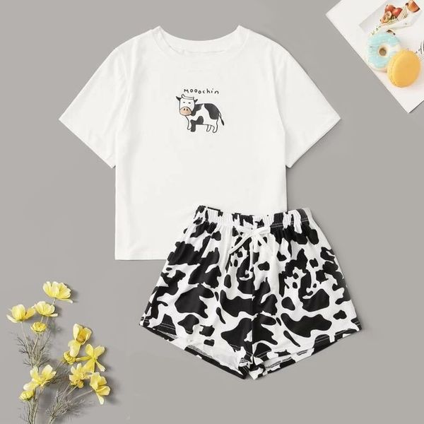 cow print cute pajamas cotton pijama verano mujer sleepwear set women home clothes pajamas with shorts pizama damska 210305, Black;red
cow print cute pajamas cotton pijama verano mujer sleepwear set women home clothes pajamas with shorts pizama damska 210305, Black;red