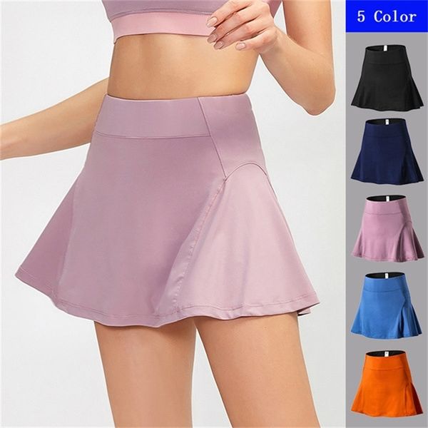 women's high waist sports yoga fitness tennis lined with anti light running short skirt, Black;white
women's high waist sports yoga fitness tennis lined with anti light running short skirt, Black;white