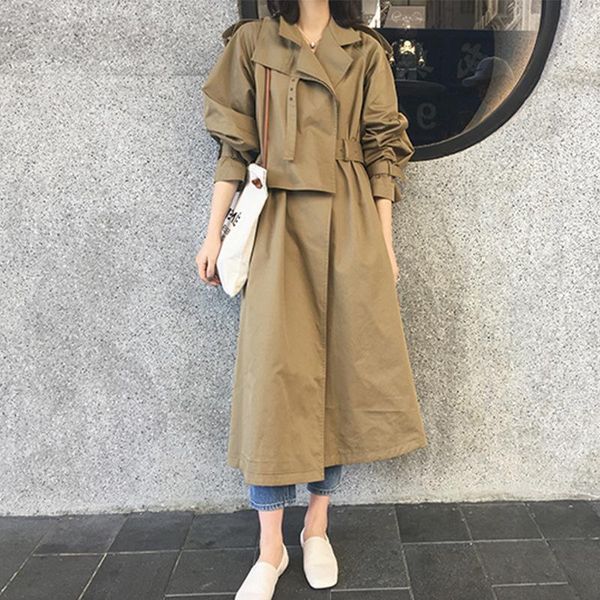 women's trench coats autumn winter women long sleeve cloak outwear female elegant office work loose belt maxi overcoat, Tan;black
women's trench coats autumn winter women long sleeve cloak outwear female elegant office work loose belt maxi overcoat, Tan;black