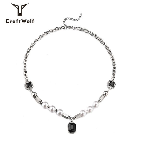 street hip hop pearl black stainless steel stitched clavicle chain lovers, Silver
street hip hop pearl black stainless steel stitched clavicle chain lovers, Silver